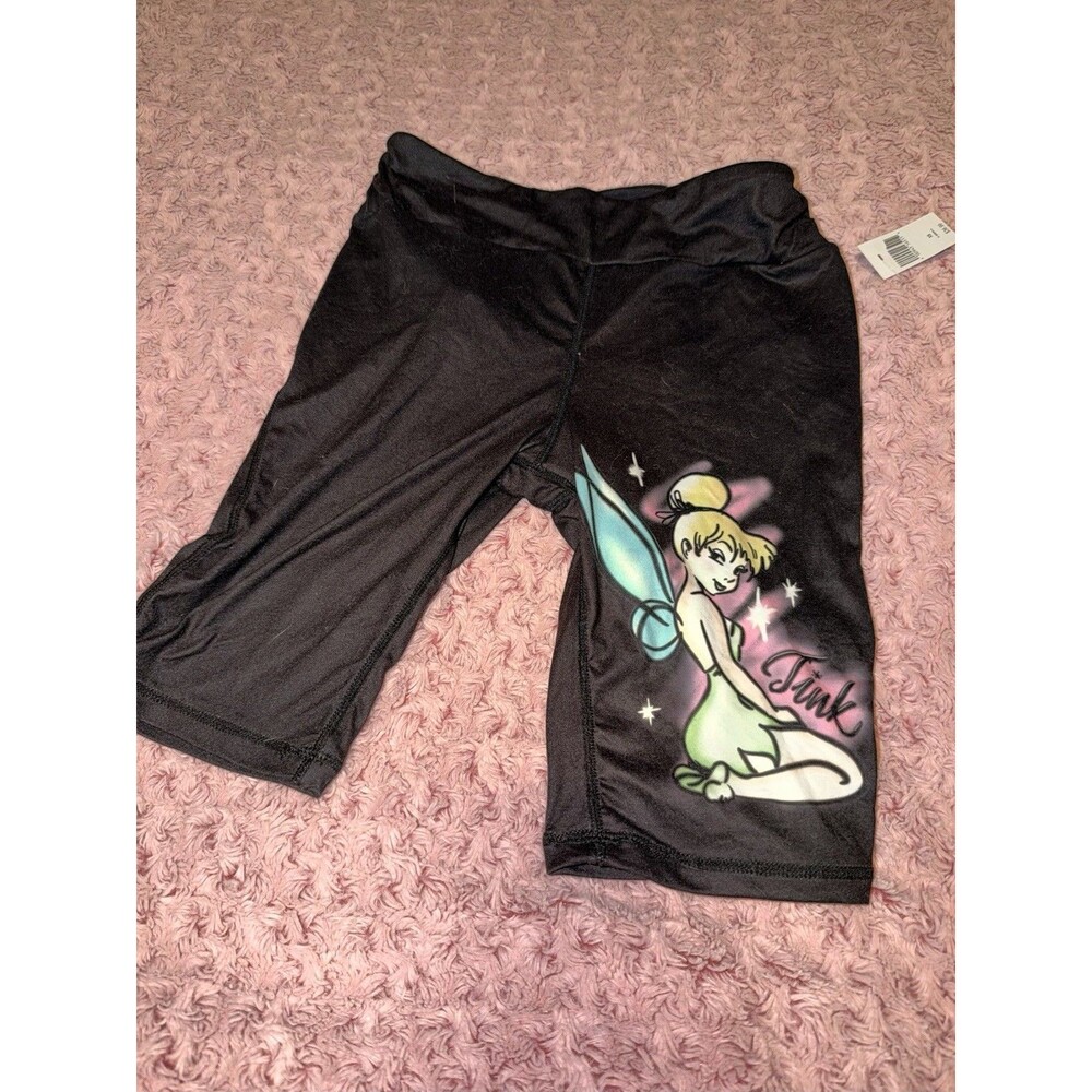 Disney Parks Watercolor Black Biker Shorts Women XS Tinkerbell Tink Color
